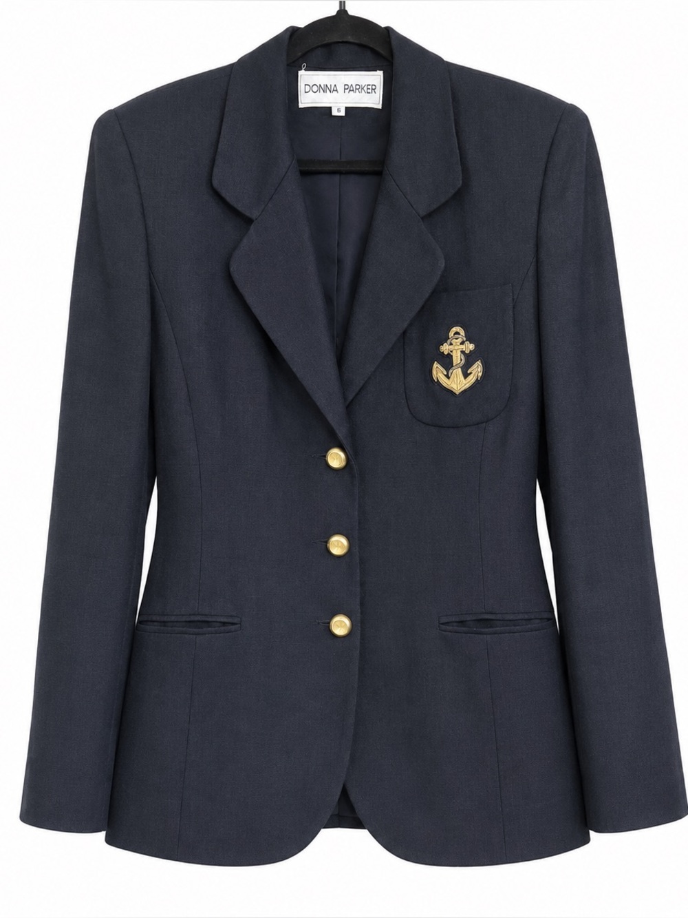 Black Vintage Nautical-Embroidered Blazer